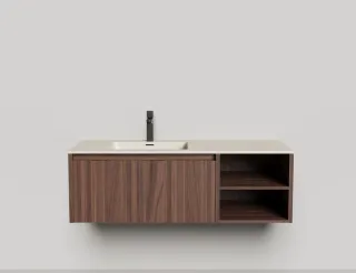 Подвесная тумба Salini Domino 27D212ONA 120см шпон с открытой полкой Onda Plus